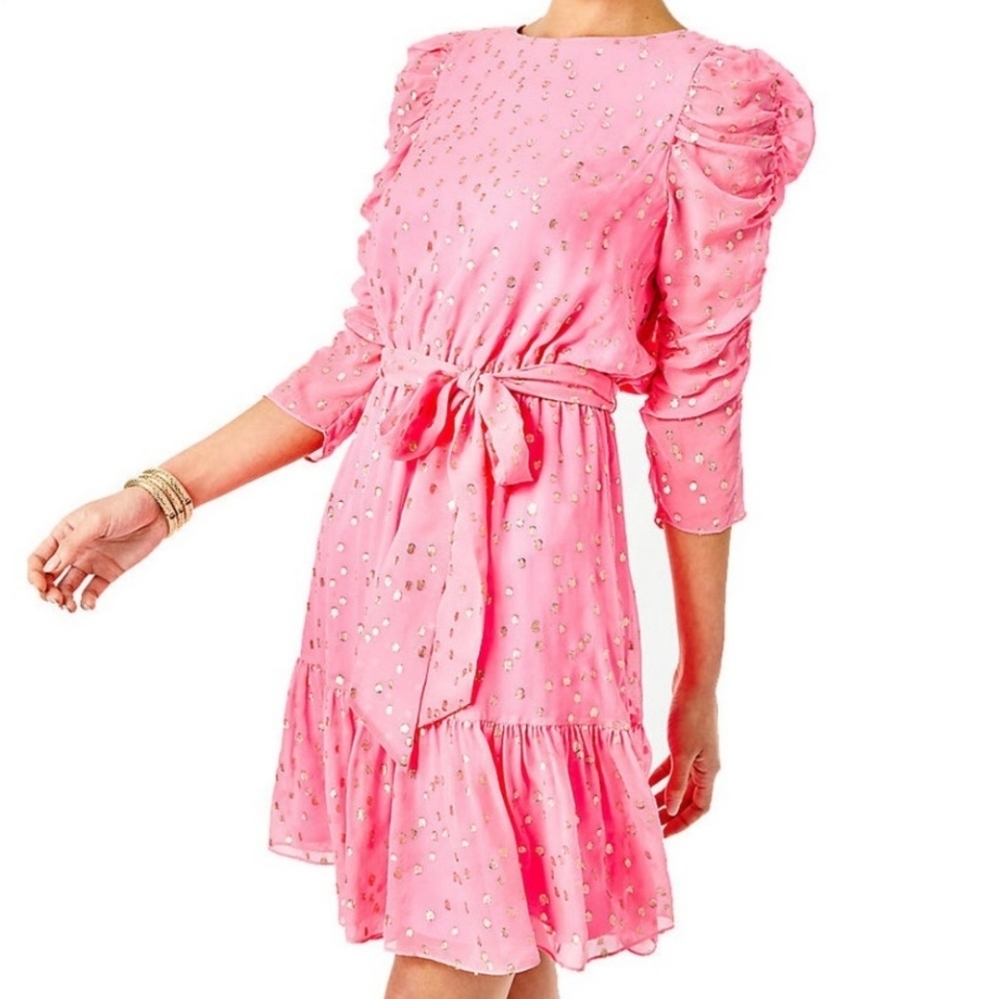 LILLY PULITZER Chianna Silk Dress Pink Size 14 New Barbie
